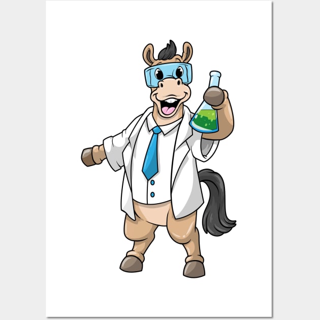 Horse as Chemist with Goggles and Test tube Wall Art by Markus Schnabel